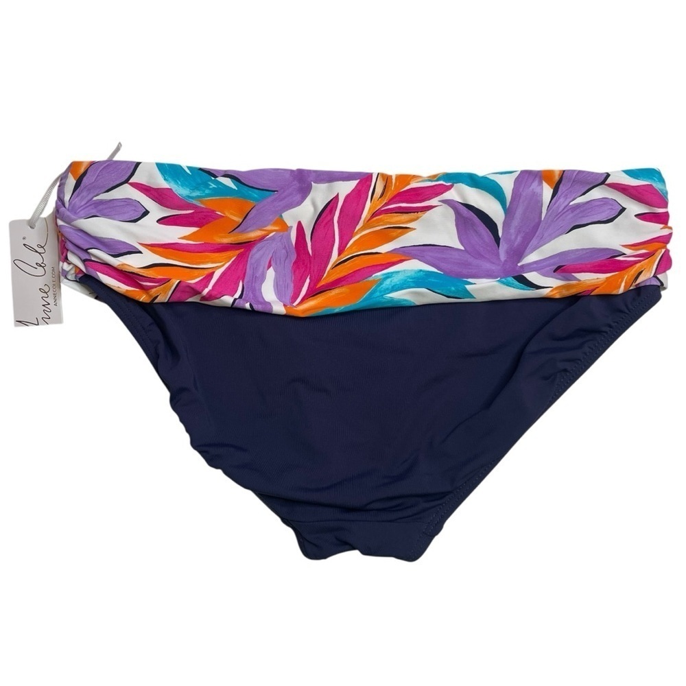 Anne Cole Fold Over Bikini Bottoms Navy with Floral Print Small New NWT - Picture 5 of 5